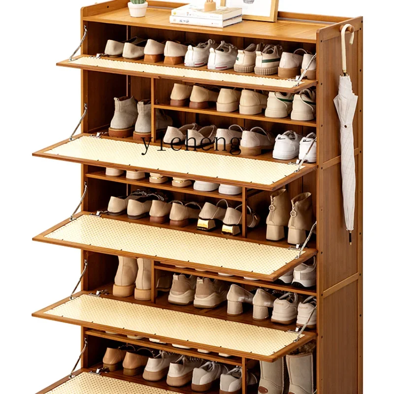 

Household Shoe Cabinet Door Shoe Rack Simple Storage Artifact Living Room Solid Wood Entrance Shoe Cabinet