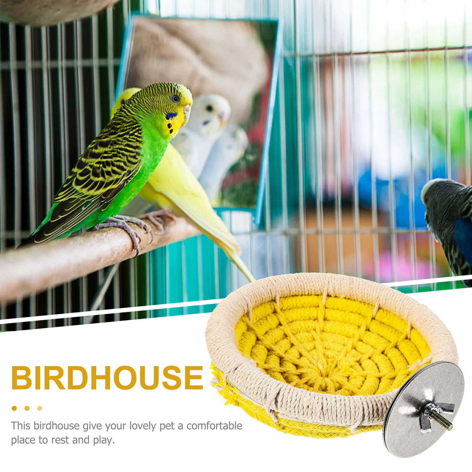 

Cotton Rope Bird Nest Indoor Cockatiel Woven Birdhouse Parrot Hanging Birds Egg Breeding Where