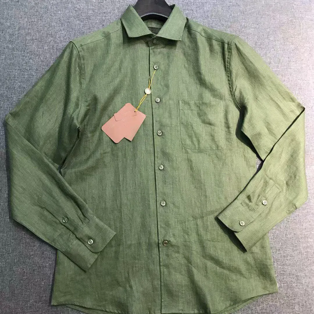 

LP Italian summer old money style linen business casual lapel shirt