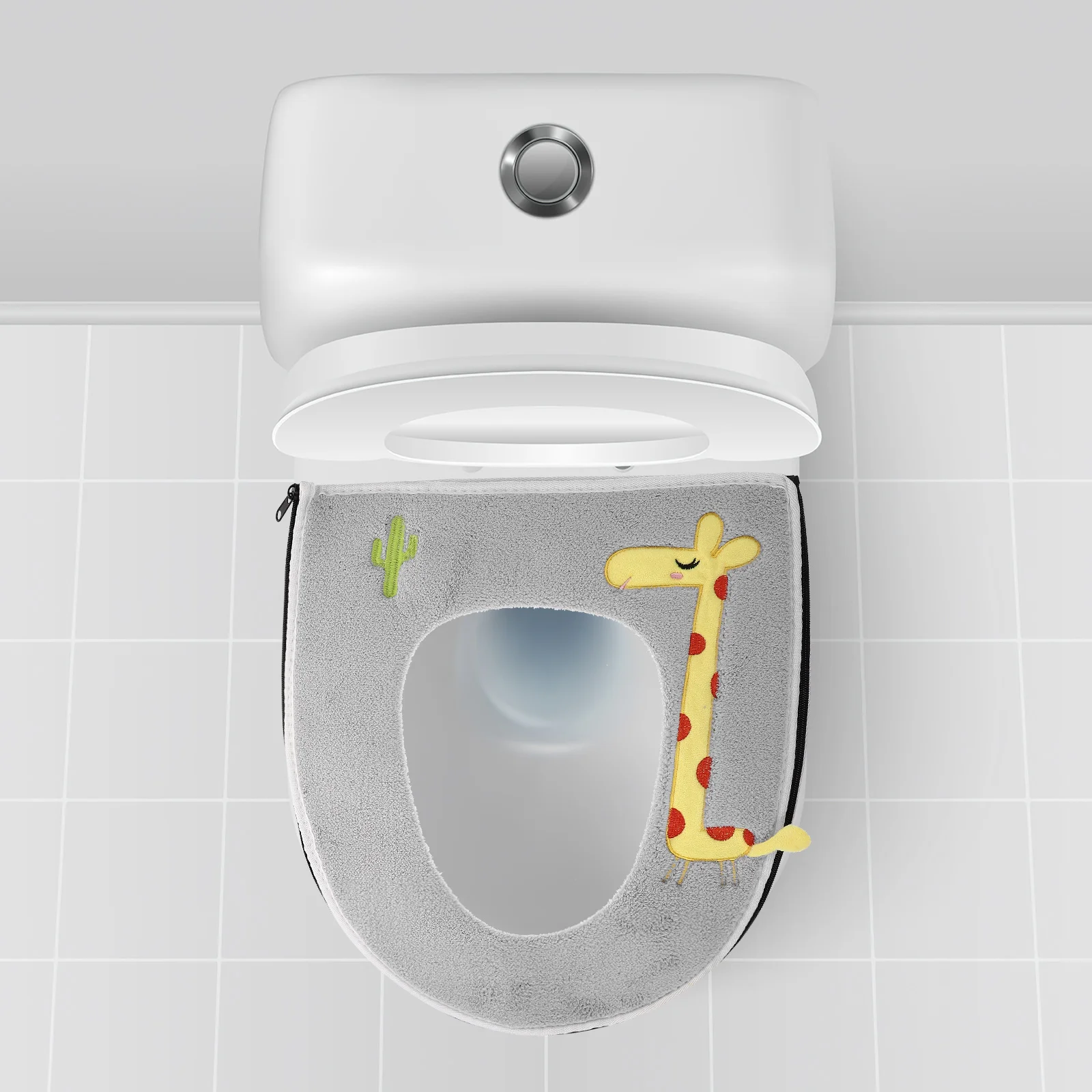 

Toilet Seat Cover Winter Warm Soft Cushion Waterproof Machine Washable Zipper Design For Home Bathroom Toilet Seat Pad