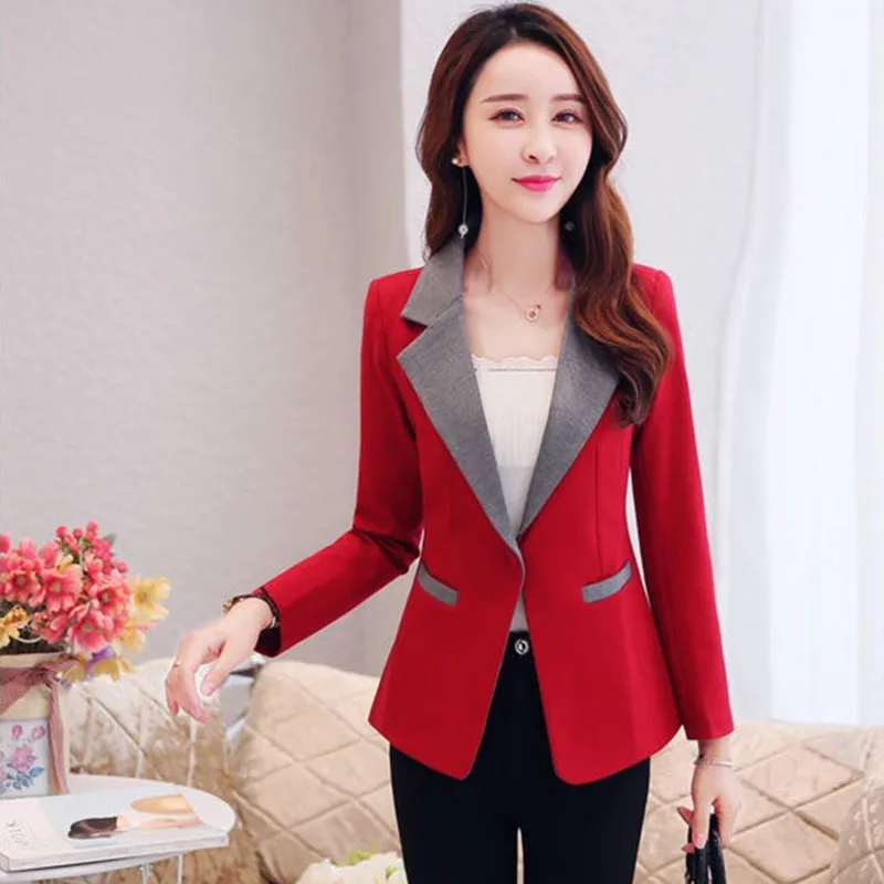 Giacca da abito primavera autunno giacca corta da donna Casual nuova 2024 rosso nero Slim Ladies Outwear Coat Business Office Clothing