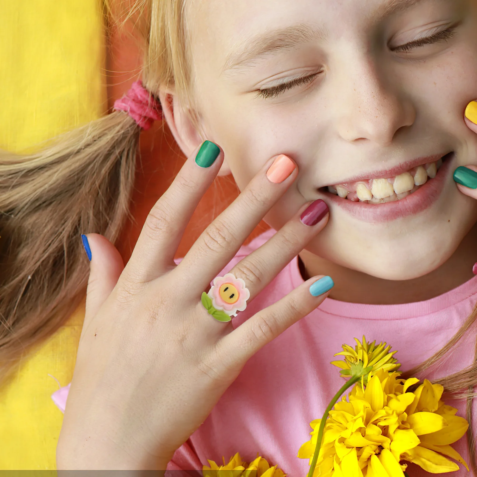 

1 Box Cartoon Adjustable Rings Lightweight Silicone Rings for Birthday Festival Gift Jewelry