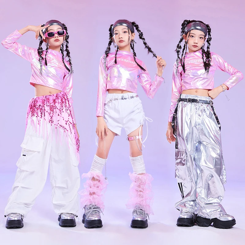 

Детская одежда в стиле хип-хоп, наряды Kpop, костюм черлидинга для джазовых танцев для девочек, детские костюмы для бальных танцев, одежда для уличных танцев SL11347