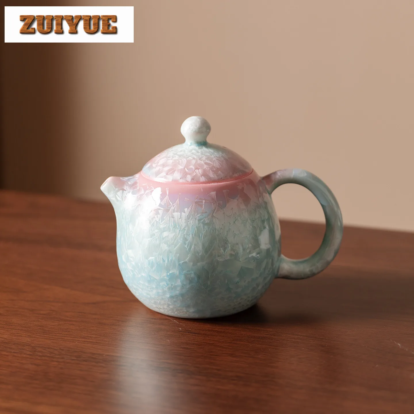 

180ML Crystal Glaze Cyan Pink Teapot Luxury Tea Infuser Pot Tea Making Kettle With Strainer Chinese Tea Teaware Collection Gift