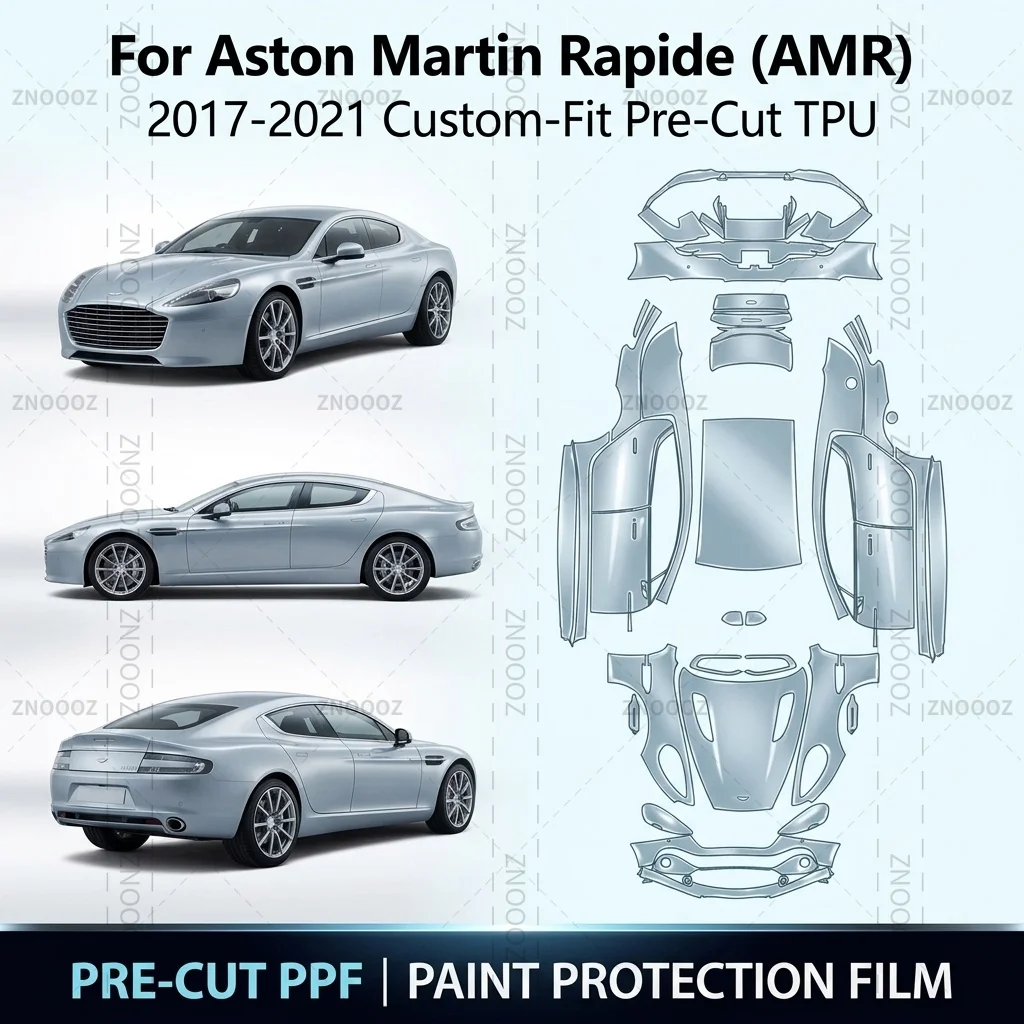 For Aston Martin Rapide (AMR) 2017-2021 Custom-Fit Pre-Cut TPU PPF Paint Protection Full Vehicle Glossy Clear Matte Black