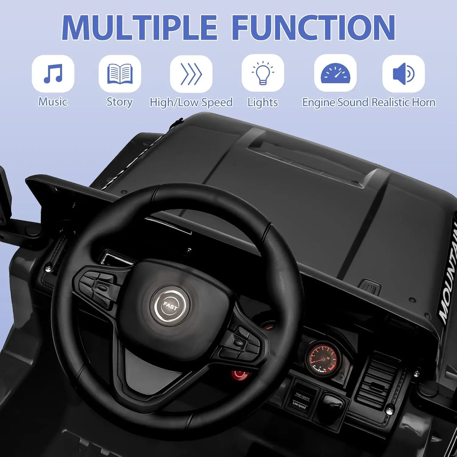 12V Kids Ride on Truck Car, Battery Powered,Electric Vehicles Toy for 3-5 Y Boys Girls Gift,3 Speeds, LED Lights,Remote Control