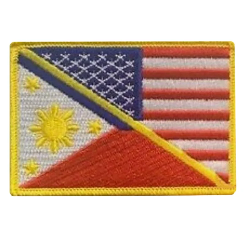 1PC 3D Embroidery Philippine American Flag Badge Red White Blue Flag Badge Textile Embroidery Accessories Spot