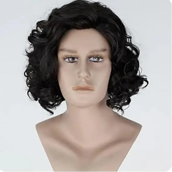 Synthetic Hair Wigs Brown Short Curly Layered Wig for Men