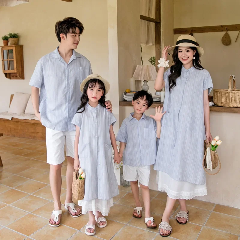 Holiday Look Summer Family Matching Clothing for Couples Mother Father and Son Daughter Clothes Fashion Mom and Children Outfits