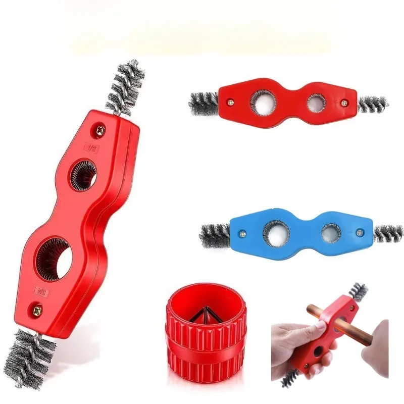 4-in-1 Copper Pipe Cleaning Brush - Double-Ended Deburring Tool for Rust Removal Tube Chamfering