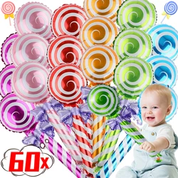 60/6pcs Colorful Lollipop Balloons Aluminum Foil Handheld Candy Balloons Christmas Birthday Wedding Party Decoration Supplies