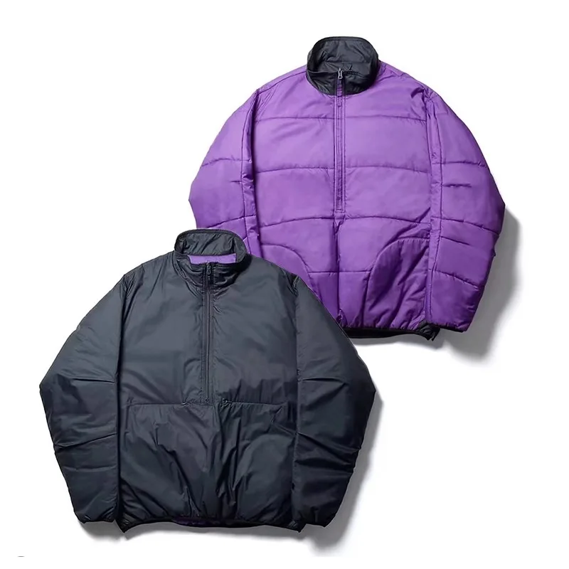 Japanese Outdoor Functional Warm and Loose Casual Half Zipper Double-sided Cotton Jacket Men Coat