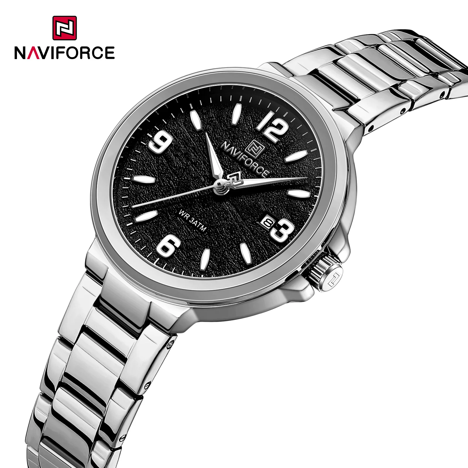 

NAVIFORCE NF5077 Elegant Ladies Quartz Watches Luminous Hands Date Display Stainless Steel Strap Watches for Woman