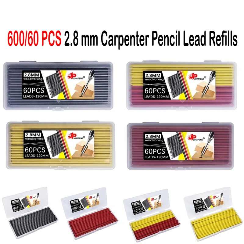 

600/60 PCS Carpenter Pencil Lead Refills 2.8 mm Solid Mechanical Carpenters Pencil Refill Replacement School Supplies Stationery