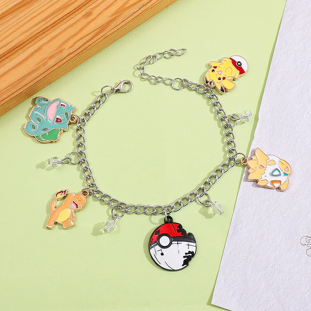 

Pokemon Character Bracelet Pendant - Pikachu Bulbasaur Charmander Poké Ball - Creative Birthday Party Gift for Girls