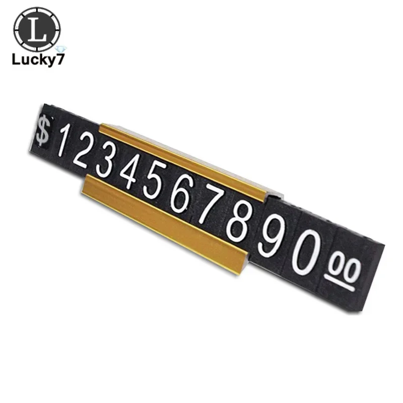 Counter Top Adjustable Price Tags Kit $ Euro Card Jewelry Clothes Numberal Digit Display Cube Sign Label Alloy Board Stand Frame