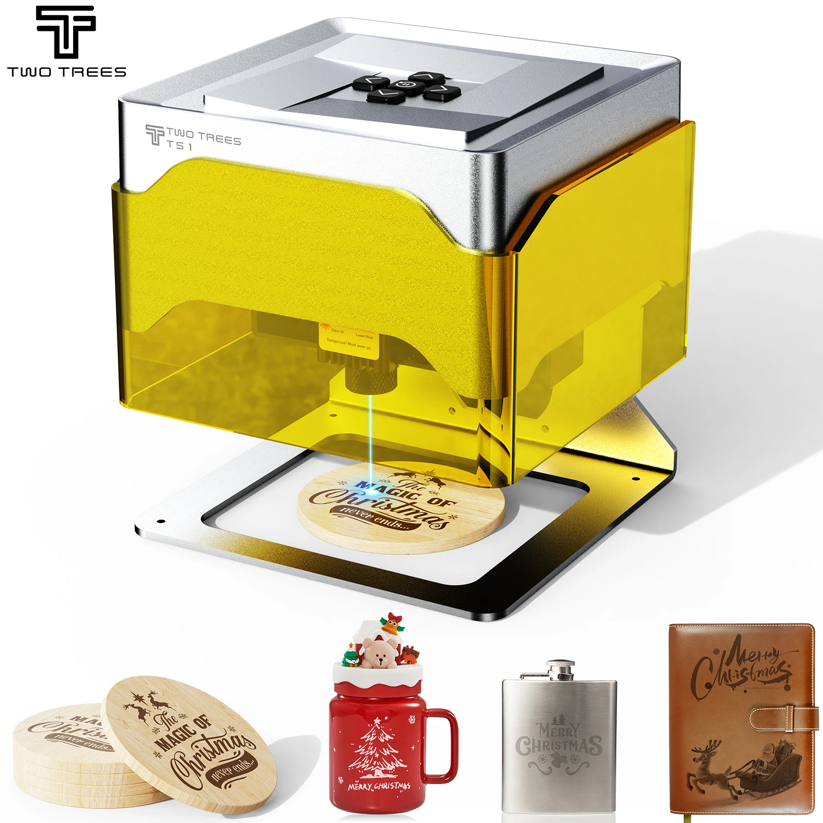 Twotrees TS1 Mini Laser Engraver Machine DIY Painted Dog Tag Tools Laser Engraver CNC Machine Paper Leather Wooden Plastic Logo