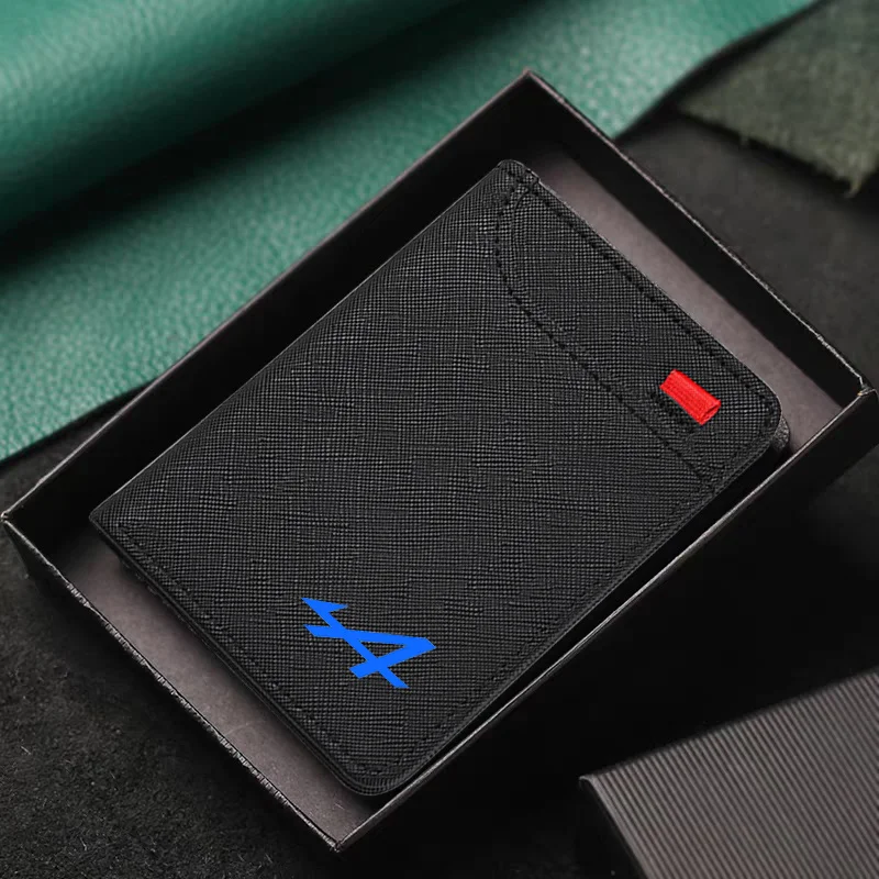 

For Alpine Twingo Megane Koleos Scenic Arkana Espace Accessories Leather Car Wallet Mini Credit Card Purse Portable Small Wallet