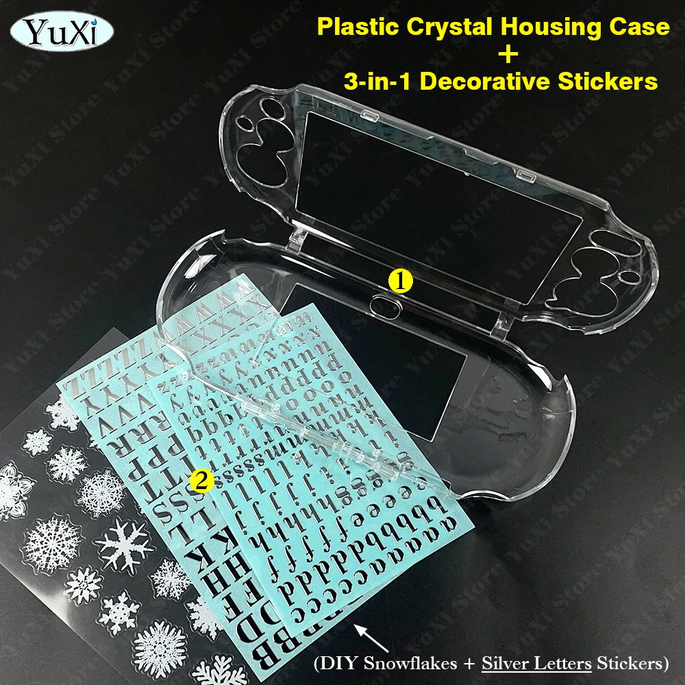 1 Satz transparente Kristall-Schutzhülle für PS Vita 1000, obere und untere PET-Schutzfolien, transparente Gehäuseabdeckung für PSV 1000 Game