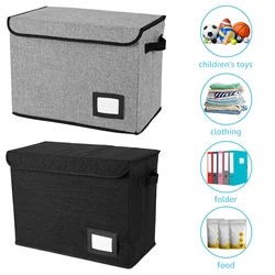 Comic Book Storage Bag with Handle Enclosed Lid Washable Foldable Clothing Storage Box Multipurpose Organizer for Home Office
