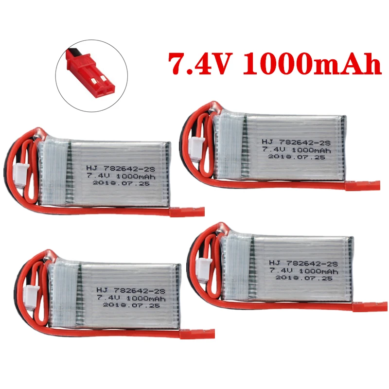 بطارية ليبو 7.4 فولت 1000 مللي أمبير في الساعة لـ Mjxrc X600 ترقية 2s 1000mah 25c 782642   بطارية ليبو للتحكم عن بعد بطارية 7.4 فولت مع JST