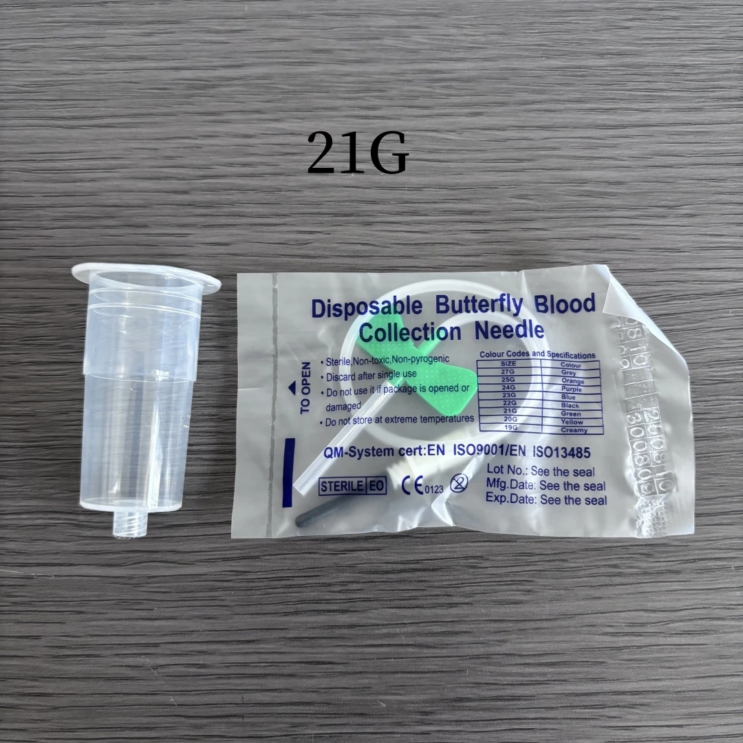 50/100 conjunto descartável animal de estimação médico vácuo borboleta sangue amostra coleção agulha, segurança borboleta agulha com suporte