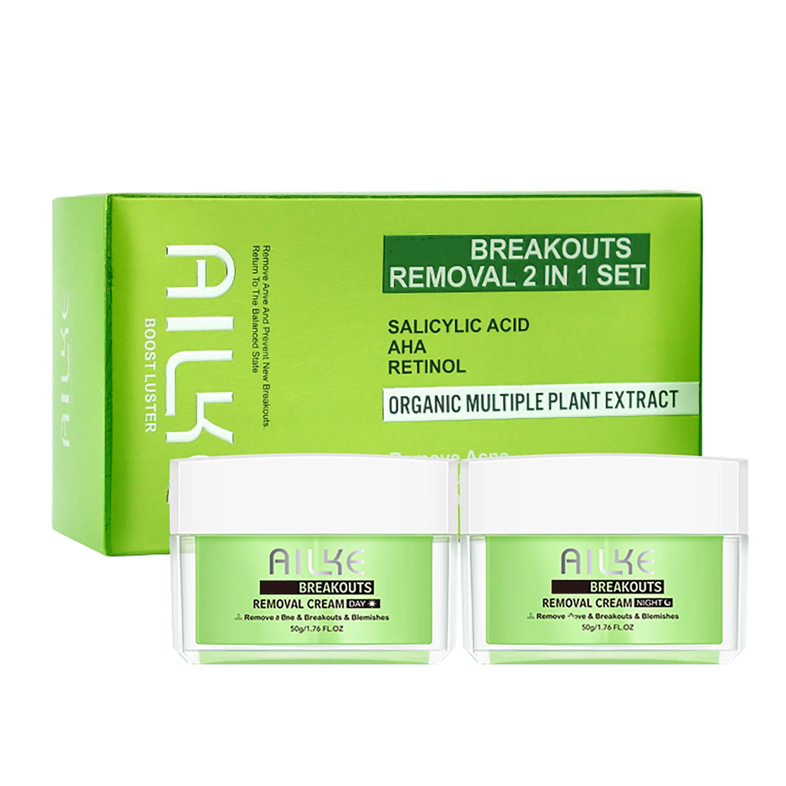 AILKE Breakouts Treatment, With AHA, Control And Clear Breakouts, Reduce Spot, For All Skin Type, Paraben-free CREAM KIT