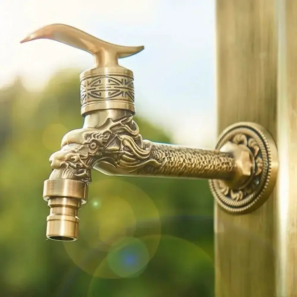 

Dragon Head Design Antique Faucet Wall-Mounted Structure Universal Connection Wall-Mounted Faucet Freeze-Resistant Material