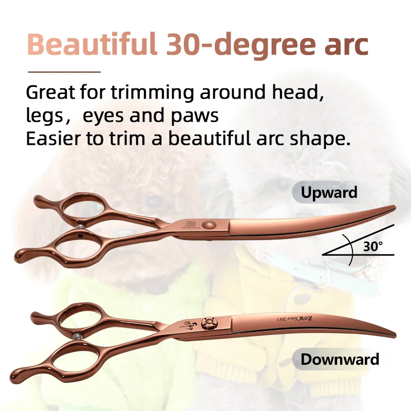 Fenice 6.5/6.75/7/7.5 Inch JP440C Terracotta Pet Dogs Grooming Scissors Kit Straight Curved Thinner Chunker Shears for Dogs Cats