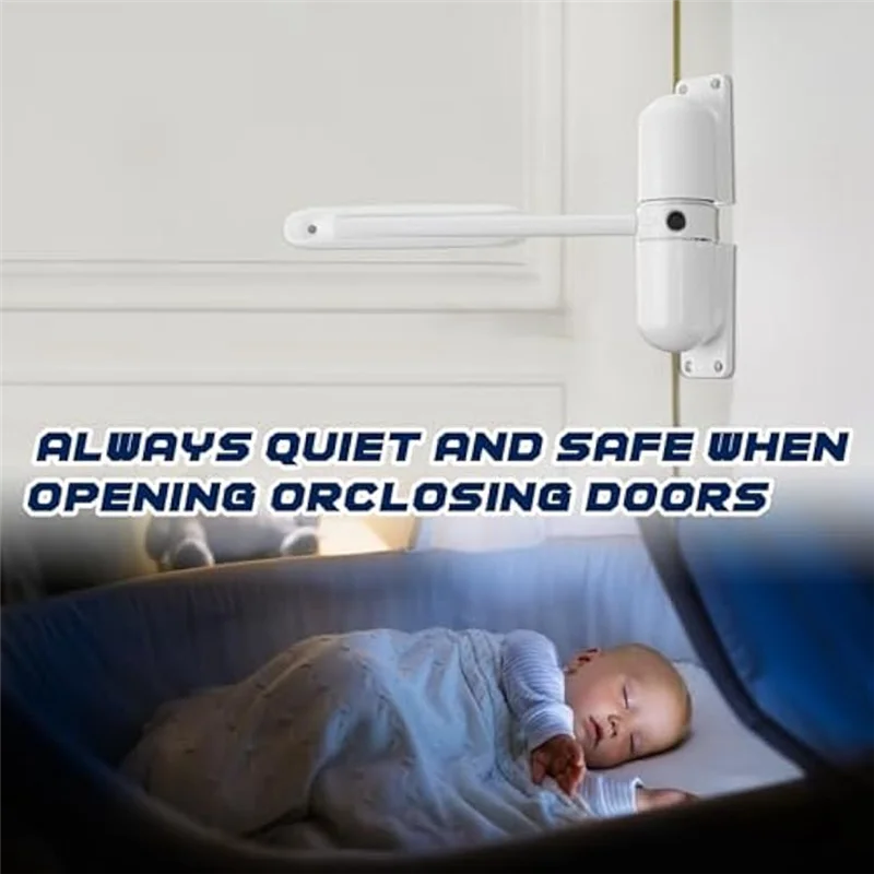 ABGR-4-teiliges automatisches Türschließer-Set, Feder-Türschließer-Set, robuste, selbstschließende Türscharniere, für Tor, Garage, Sicherheit, Weiß