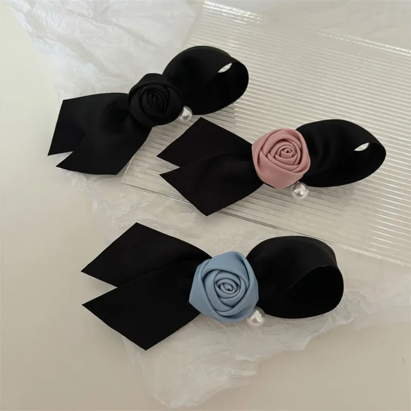 

Handmade Fabric Bow Hair Clips Rose Flower Hairpins Elegant Fashion Barrette Headpiece Hair Accessories for Women Girls