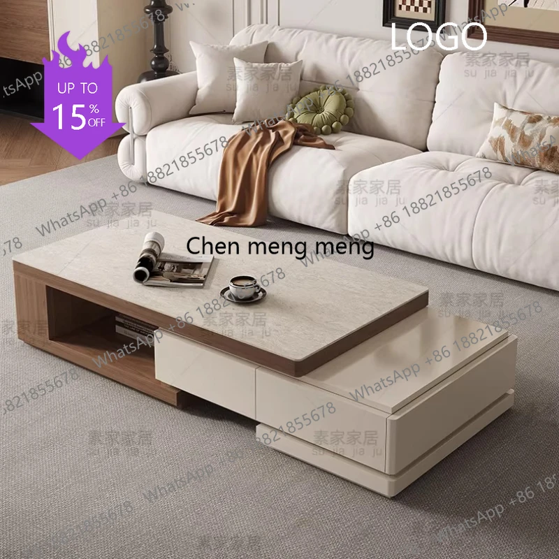 Mesa de Centro Moderna Minimalista Extensible para Dormitorio, Mesas de Centro con Almacenamiento Único, Diseño de Mueble para TV, Mesa de Centro para Sala