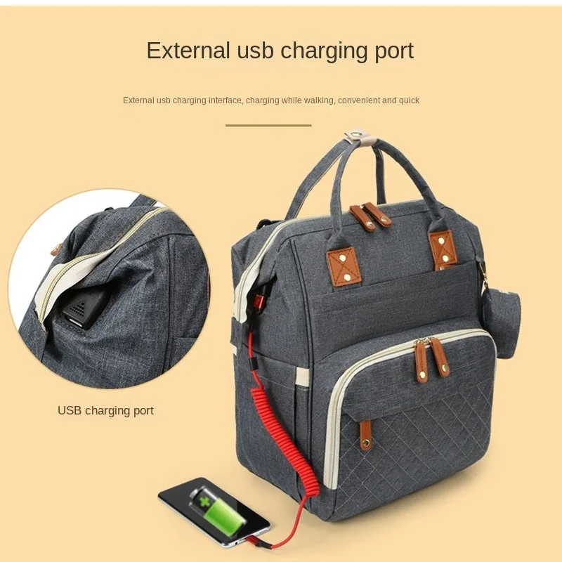 Portable Waterproof Diaper Bag Backpack With USB Charge Port Large Capacity Shoulder Lightweight Maternal