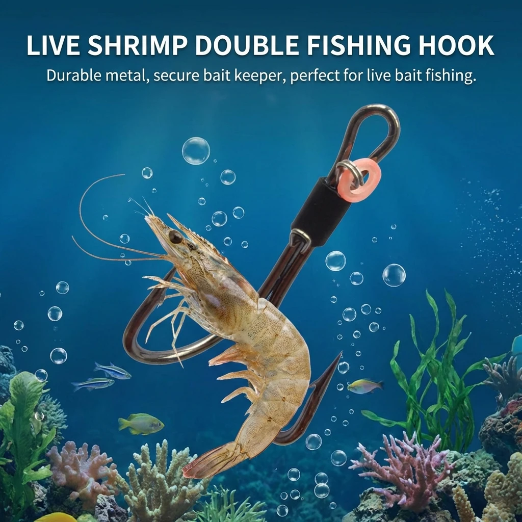 

Shrimp Back Double Hooks Set With Barb For Sea Fishing and Saltwater Fishing Hooks