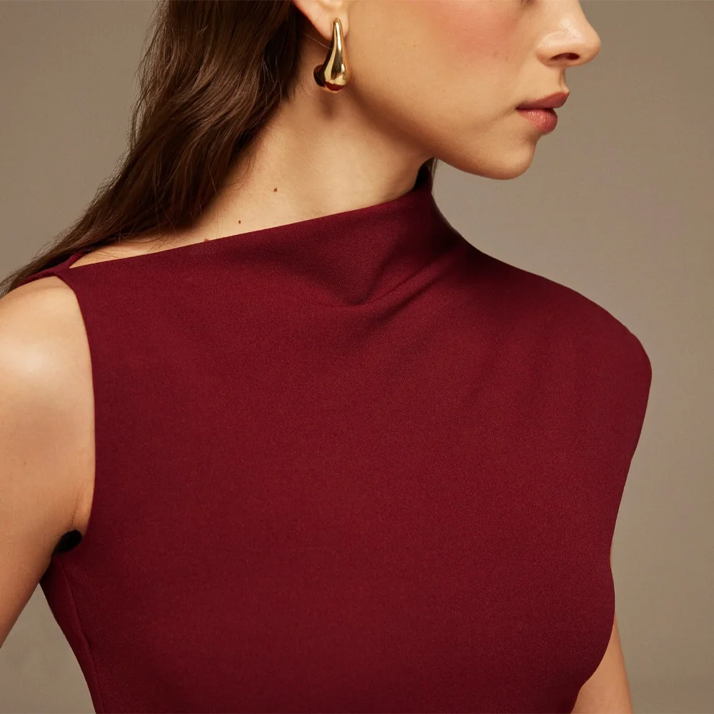 Customized Draped Neck Pleated Skirt Maxi Dress A-Line Evening Dresses Formal Exquisite High Quality Prom Party Gowns for Women