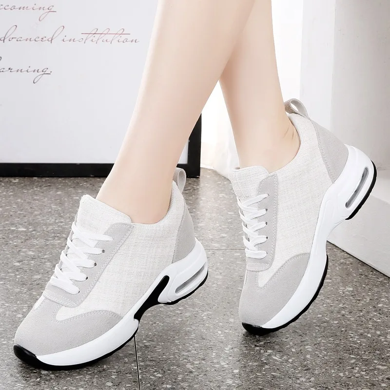 Женские модные кроссовки на толстой подошве, туфли на платформе и скрытом каблуке, женская повседневная спортивная обувь, увеличивающая рост, новые кроссовки