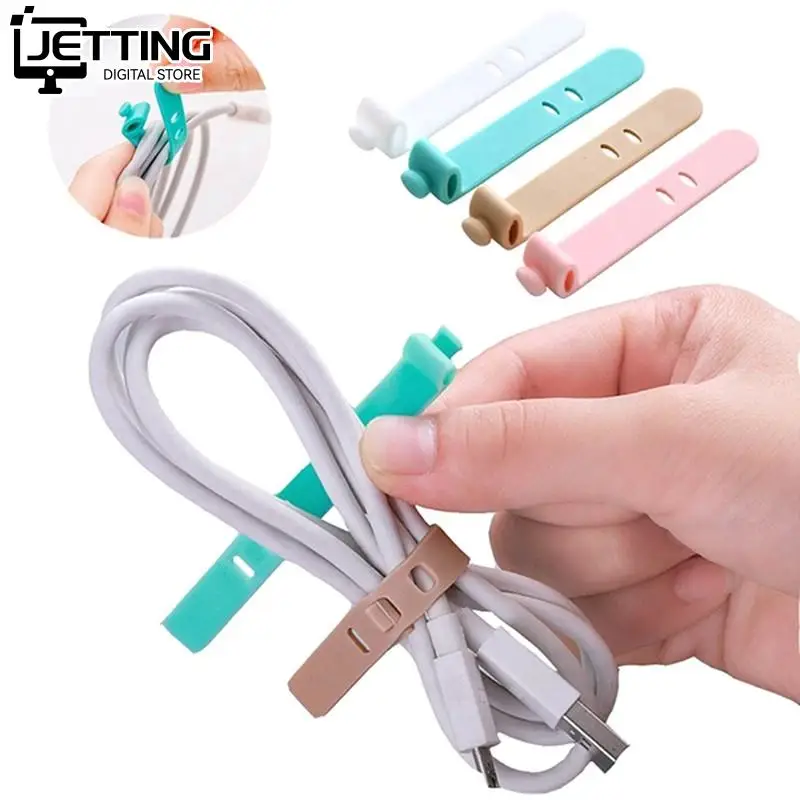 Silicone Straps Data Cable Soft Tape USB Wire Cable Tie Cable Organizer For iphone Android Charging earphone Bobbin winder