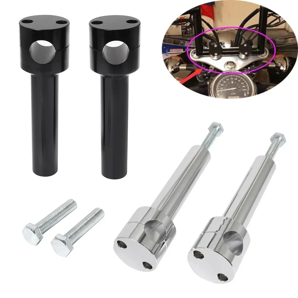 Motorcycle Accessories Handlebar Riser Clamp Mount Adaptor Kit Black Round 22/25mm CNC Aluminum For Harley Yamaha ATV Dirt Bike