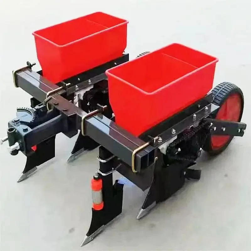 New Micro-tiller Hand-held Tractor Four-wheel Matching Double-row Corn Soybean Fertilizer Seeder Fine Sowing