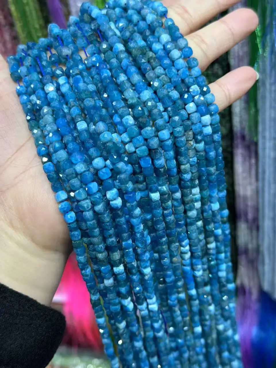 Natürlicher blauer Apatit-Edelstein, facettierter Würfel, lose Perlen, Herstellung von DIY-Armbändern, Halsketten für Schmuckherstellung, Zubehör im Großhandel