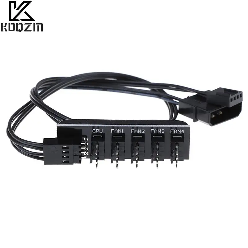 1ถึง5 4-Pins PWM CPU Cooler//Chasis พัดลมทำความเย็น Power Hub สายเคเบิล Splitter Adapter สีดำเสื้อแขนยาว