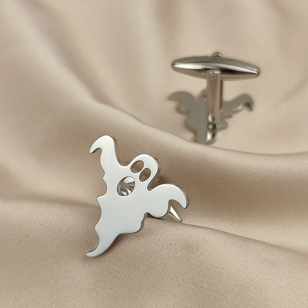 Stainless Steel Intimidation Ghost Cufflinks for Men Gold Silver Suit Cuff Cufflinks Father's Day Best Gift 2024 New