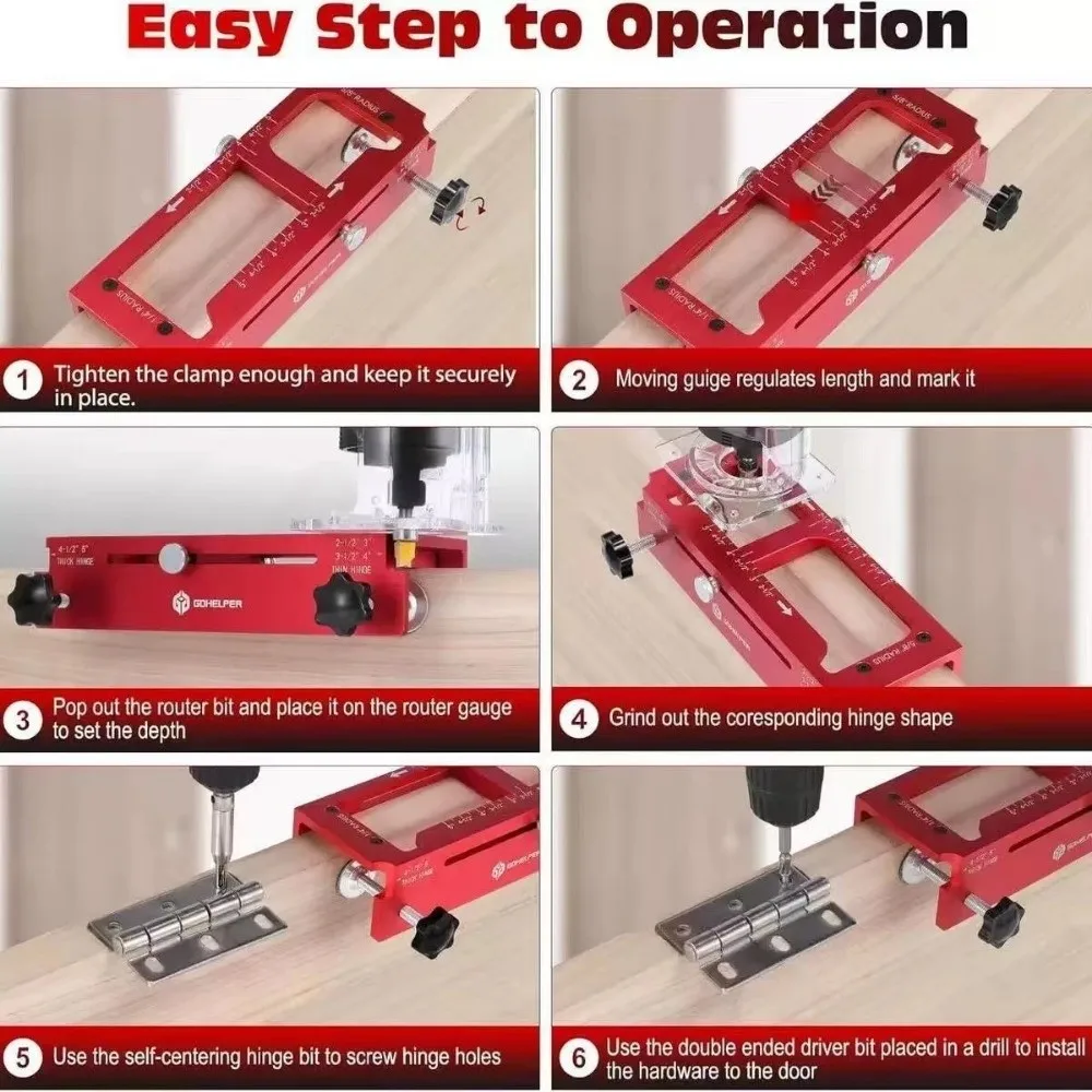 Aluminum Alloy Door Hinge Jig Adjustable Wear-resistant Door Hinge Installation Tool Positioning Tool High Accuracy