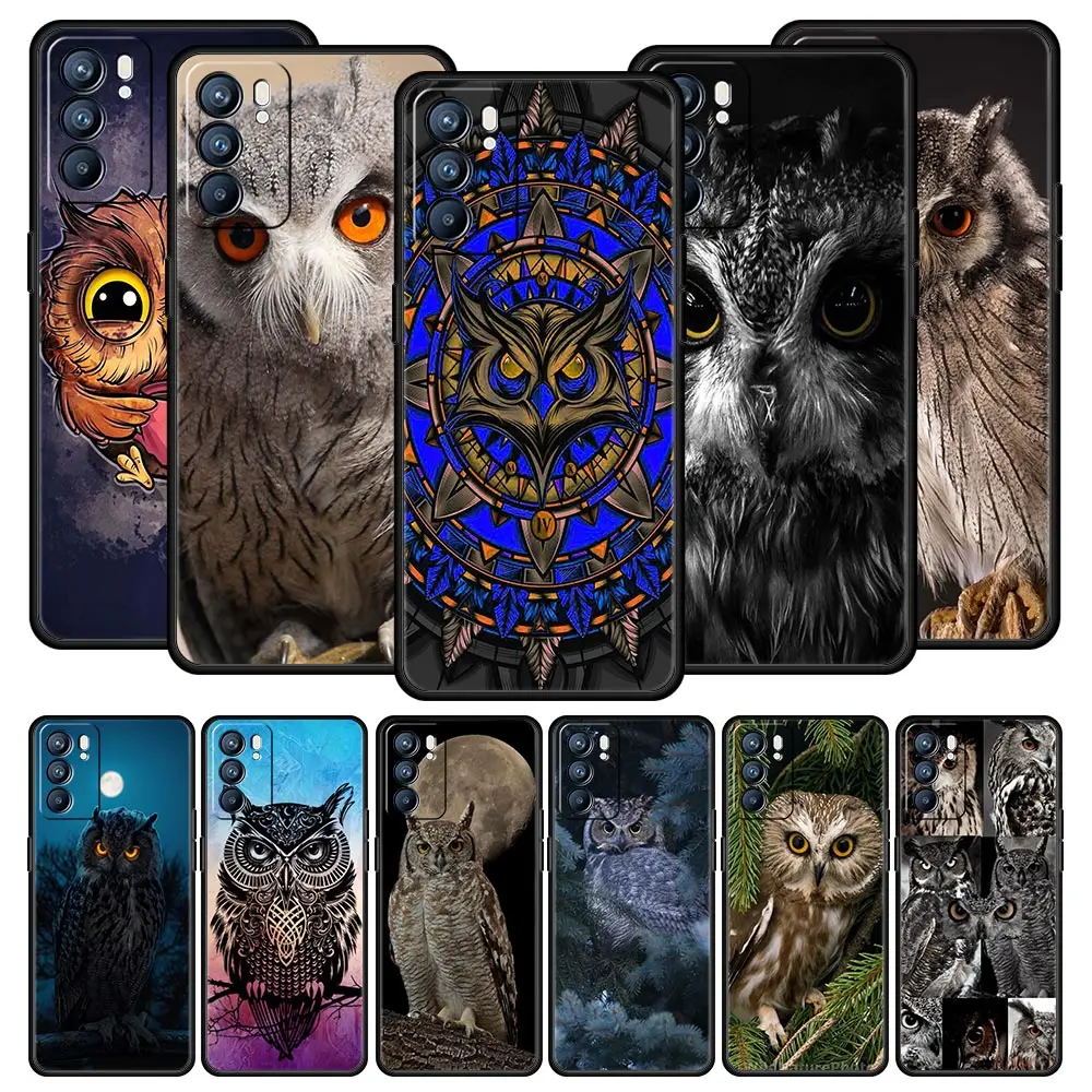 Cartoon Gifts Lovely Owl Phone Case For Oppo Find X5 A54 A53 A52 A9 2020 A15 A95 A76 A74 A12 Reno7 SE Reno6 Pro Plus 5G Cover