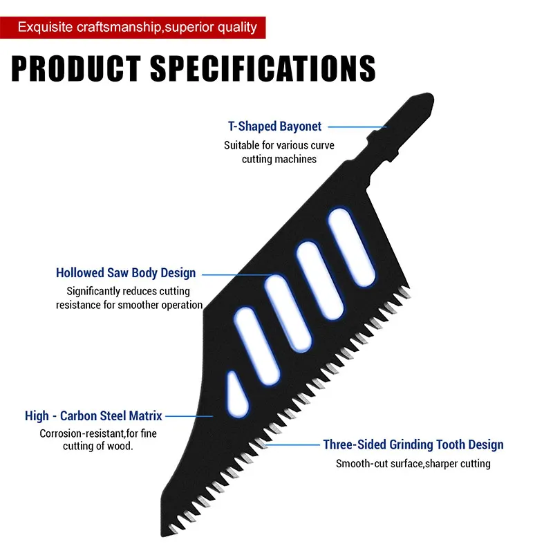 1/3/5PCS Jigsaw Blade Extra Long Heavy Duty Scroll Saw Blades T-Shank Fine Coarse Teeth for Wood Aluminum Tight Spaces Accessory