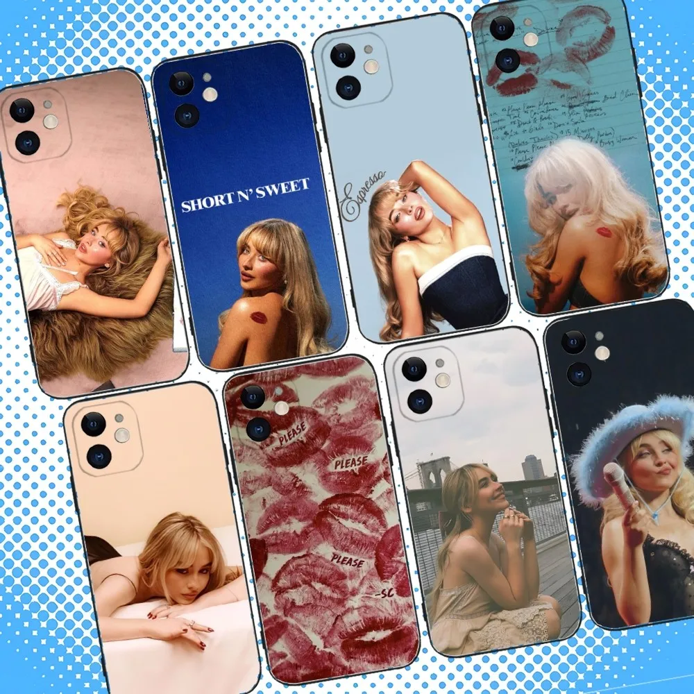 

Sabrina Carpenter Short n Sweet Phone Case For iPhone 16,15,14,13,12,11,Pro,Max,Plus,X,XS,XR,SE,8,Mini,Soft Silicone Black Case
