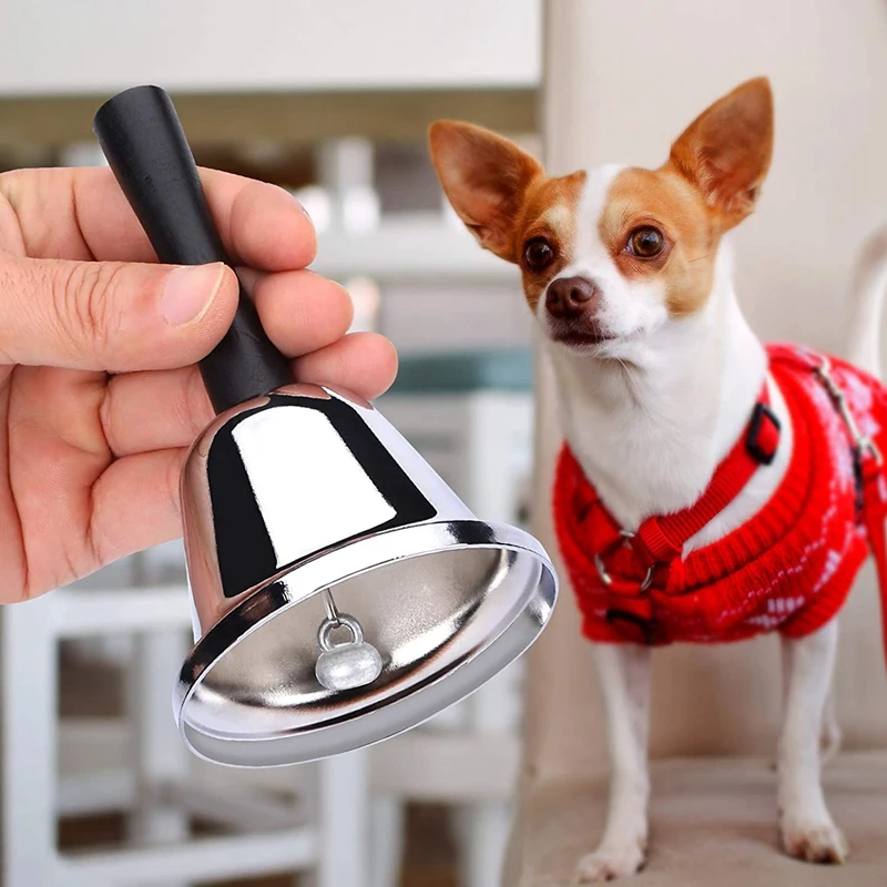 Loud Hand Bell, 2 Pack Silver Steel Hand Bells Dinner Bells For Inside Classroom Bell, For Food Line, Alarm, Ringing