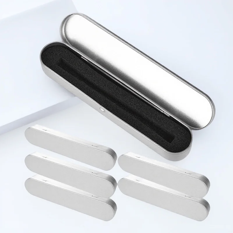 Astuccio per matite in latta da 6 pezzi, portatile, in metallo, per cancelleria, con fodera in spugna, per studenti scolastici, per uso quotidiano, resistente all'usura