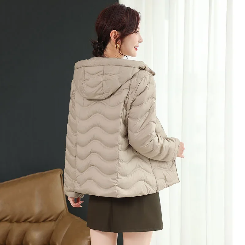 Top Grade Women 90% White Duck Down Fashion Hooded Jackets 2023 New Autumn/Winter Female Office Lady Winter Slim Warm Down Coat