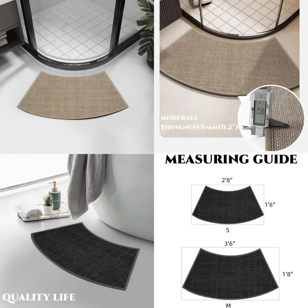 

curved bath mat with non-slip grip, ultra absorbent rug for circular shower corners